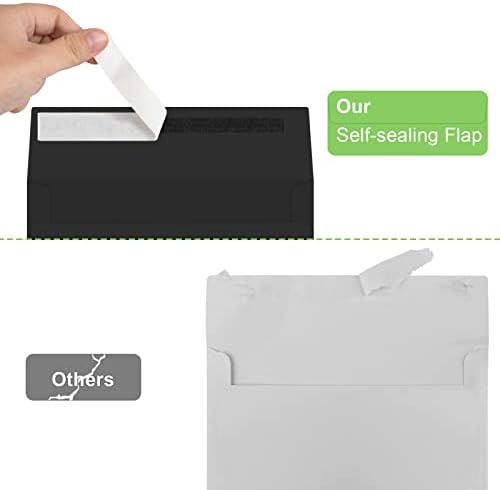 50 Packs 5x7 Envelopes, A7 5x7 Envelopes for Invitations, Printable Invitation Envelopes Self Seal for Weddings, Invitations, Photos, Greeting Cards, Mailing (Black)
