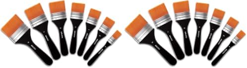Zubebe Wide Flat Acrylic Paint Brushes 7pcs Large Paint Brushes Set