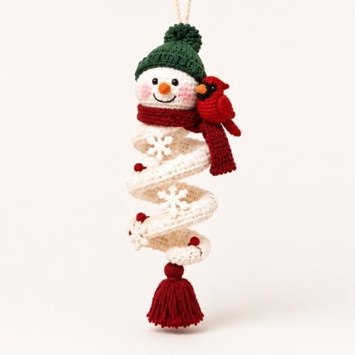 Crochet Snowman Spiral Ornament DIY Kit, Christmas Craft for Adults