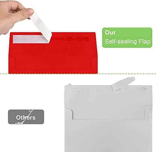70 Packs A4 Envelope Red, 4x6 Photo Envelopes for Invitations, Envelopes Self Seal for Weddings, Baby Shower, Photos, Postcards, Greeting Cards, Mailing