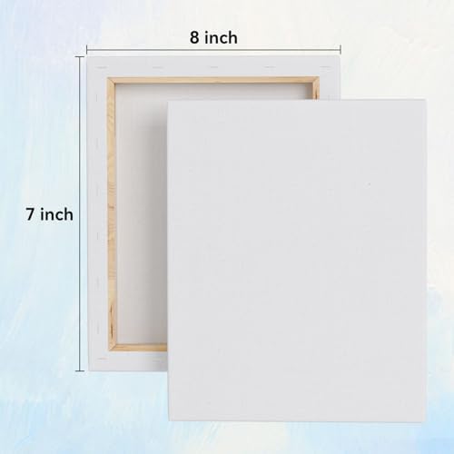 Stretched Canvases for Painting, 8x10 Inch Painting Supplies for Artists, Blank Canvas Pack, 6-Pack for Acrylic, Oil and Gouache Paints