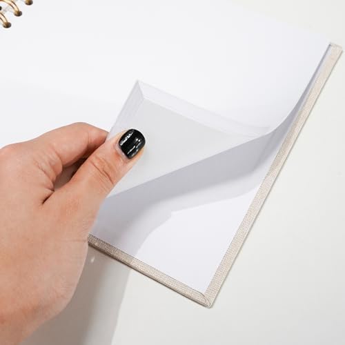 Vienrose 8x8 Inch Scrapbook DIY Small Hardcover Kraft White Pages Scrapbook Photo Album Linen Cover Scrap Book Photo Albums Scrapbooking Supplies Kit for Couple Family Wedding Travel