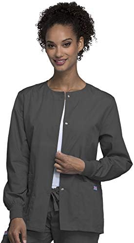 Cherokee WW Originals Scrubs Jacket for Women Snap Front 3 Pockets