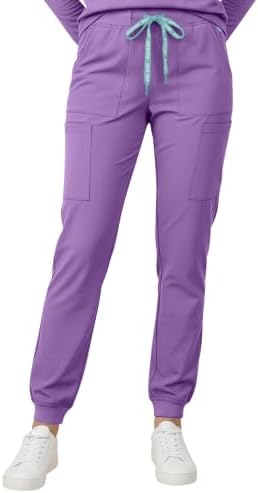 Med Couture Luma Jogger Scrub Pants for Women with Rib Knit Waistband