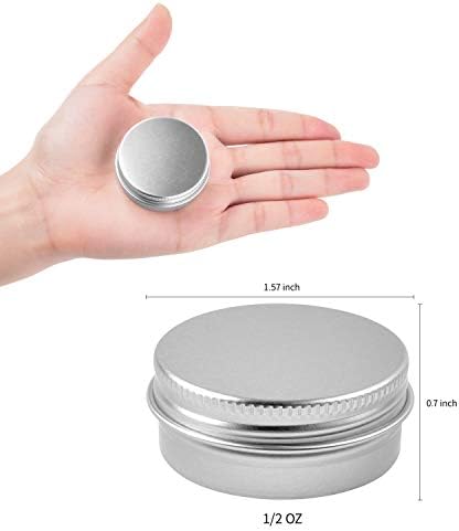 Aluminum Tin Cans, 24PCS 1/2 Oz Metal Round Containers Screw Lid Empty Small Storage Travel Tin Jars for Candles, Salve, Cosmetics, Spice (Pack of 2)