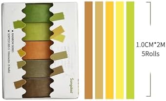 Solid Color Washi Tape Set - 5 Rolls Gradient Rainbow Adhesive Tapes Pastel Arts Decorative Masking Tape Sets for Craft, Kids, Scrapbook, DIY, Gift Wrapping (5-Autumn Glow)