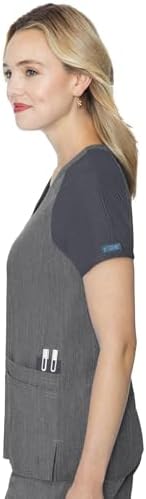 Med Couture Touch Scrub Top for Women Raglan Sleeve 6 Pockets Modern Fit