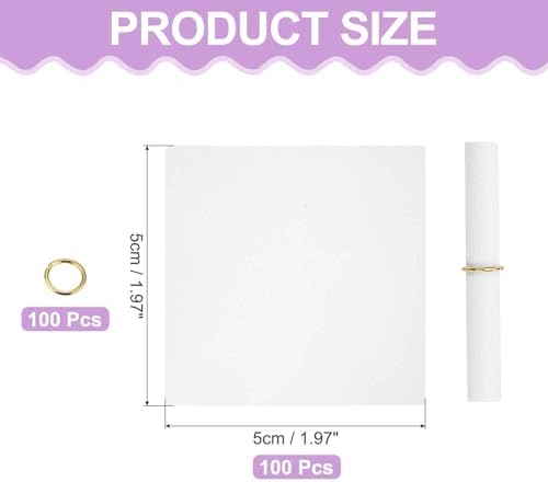MECCANIXITY 5x5cm Mini Vintage Messages Papers Scrolls, 100Pcs Valentine Message Wish Paper Roll for Party Birthday, White