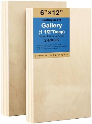 Falling in Art 2 Pack 6x12'' Unfinished Gallery Birch Wood Canvas Panels