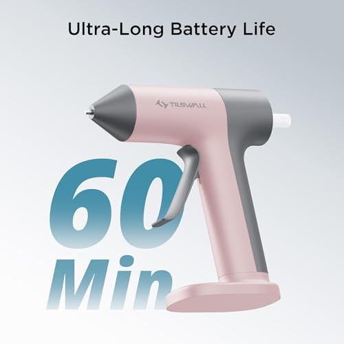 Tilswall Cordless Hot Glue Gun W106 with 30s Fast Preheating Pink