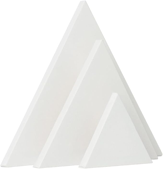TRANSON 3 Sizes Triangle Shaped Stretched Canvas Primed Ready for Painting