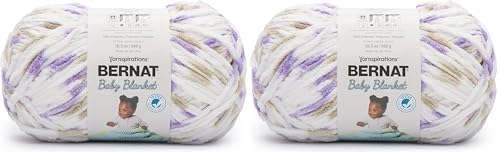 Bernat Baby Blanket BB Little Lilac Dove Print Yarn - 2 Pack of 10.5oz/300g - Polyester - #6 Super Bulky - 220 Yards - Knitting/Crochet