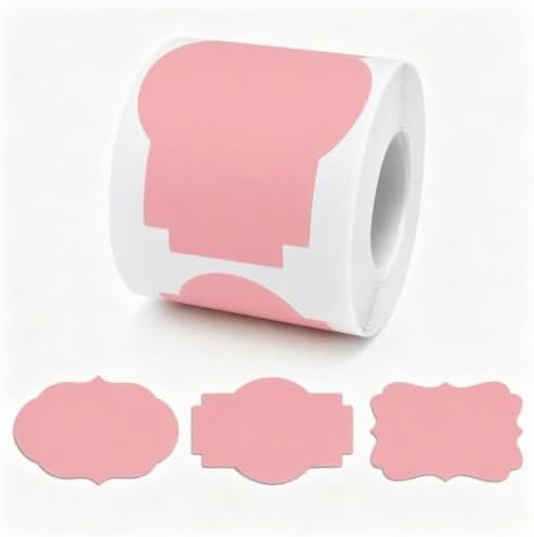 200 Pcs Pink Labels Stickers, 2x3 Inch, 3 Decorative Designs, Writable for Gift Wrapping, Pantry Storage, Jars & Wedding Decor