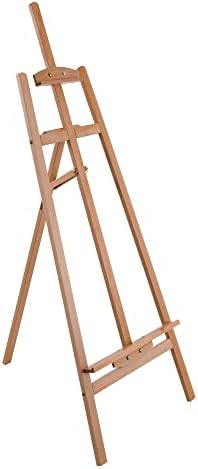 U.S. Art Supply 56" High Medium A-Frame Wood Easel, Lyre Style Studio Easel