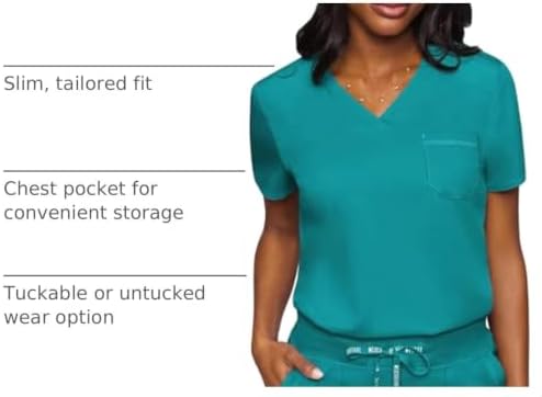 Med Couture Touch Women's Scrub Tops V-Neck Tuck-in Top with 1 Pocket