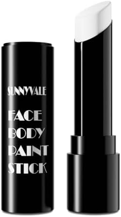 SUNNYVALE Halloween Clown White Face Body Paint Stick Cream, Sweatproof Eye Black for Adults Sports, Hypoallergenic Grease Waterproof Foundation Makeup for Skeleton Mime Cosplay Costume Parties