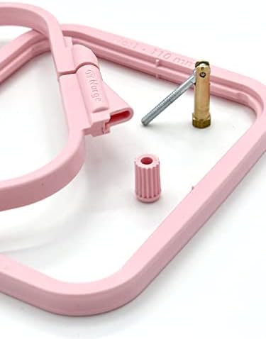 Nurge Square Embroidery Hoop - Plastic Cross Stitch Frame for Needlepoint & Embroidery - Adjustable Craft Hoop - Pink - No:4 (Large)