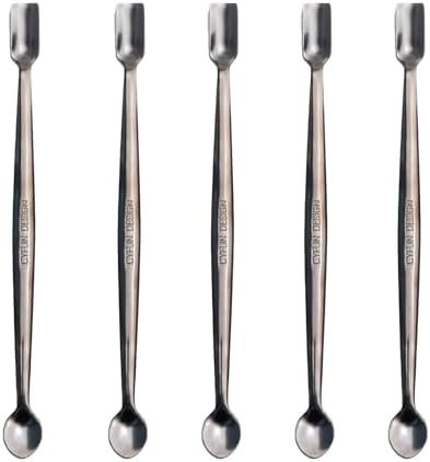 Briartw 5-Pack Dual-Ended Stainless Steel Craft Spoons - Precision Tools for Mess-Free Glitter, Resin, Epoxy, Embossing Powder, Sequins & Embellishments (6.7 inch, Black)