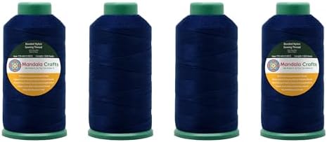 Mandala Crafts Size 69 210D T70 Navy Blue Combo Bonded Nylon Thread 6000YDs