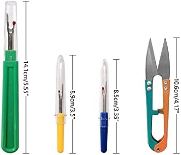 GDMINLO 5 Pieces Colorful Seam Ripper Assortment Thread Remover Kit 2 Big and 2 Small Handy Stitch Sewing Tools with 1 Scissors for Removing Unwanted Hems and Seams