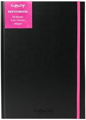 CuppaClip Sketch Book Hardcover Drawing Pad 300GSM Acid-Free Paper Spiral Bound Sketchbook 50 Sheets/100 Pages Art Supplies (Hardcover, 8.3x11.8in)