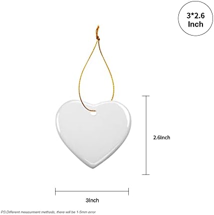 PYD Life 25 PCS Sublimation Blanks Ornaments Ceramic White 3" Heart Shaped
