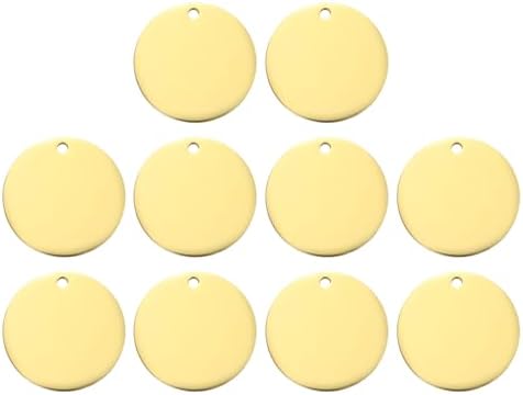 HARFINGTON 10pcs Round Blank Stamping Tag 35mm for Bracelet Crafts Gold
