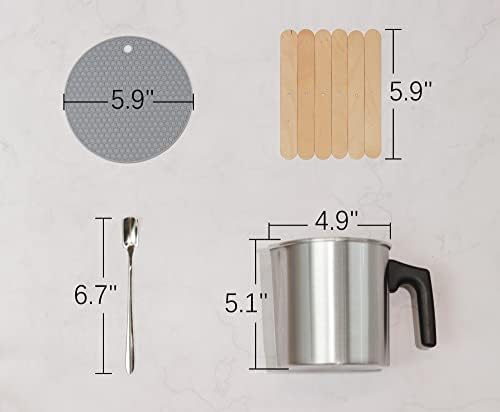 Aroparc Candle Making Pouring Pot, 1200ml / 40 oz Double Boiler Wax Melting Pot, 2lb Pouring Pitcher for Candle Making with Spoon, Wick Centering Device, Heat Resistant Mat