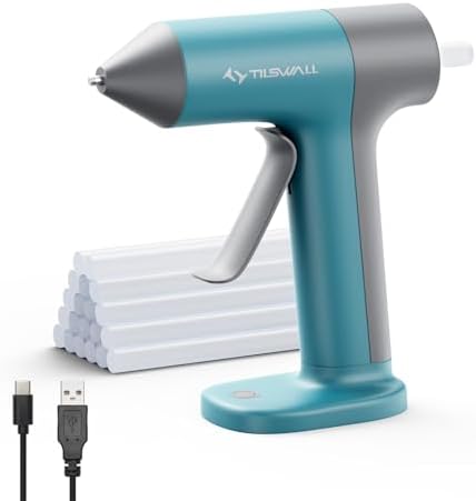 Tilswall Cordless Hot Glue Gun W106 with 30s Fast Preheating Blue