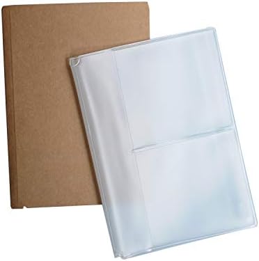 WANDERINGS Clear Zipper Case and Kraft Card Holder for Refillable Travel Journals - 4.25" x 8.25" (11 x 21cm) - Standard Regular Size