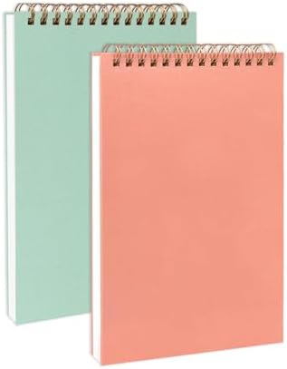 DSTELIN Upright Sketch Coil Notebooks, 2-Pack (Pink & Green), 7.5 x 5.1 Inches, Hardcover with 1150GSM Cardstock, 100 Pages / 50 Sheets, 100GSM Paper