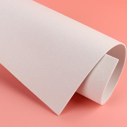 10 Sheets Glitter Paper Sheet for Easter Memorial Flag Father's Day Decor Table Decorations, A4 Cardstock Self-adhesive Paper for Scrapbook DIY Card (White)