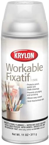 Krylon K01306 Workable Fixatif Spray Clear, 11-Ounce Aerosol,Matte (Pack of 6)