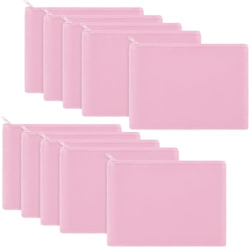 Gejoy 10 Pack Blank Canvas Cosmetic Bags Zipper Pouch DIY,M,Pink