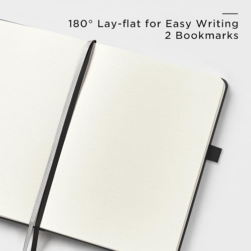 &And Per Se Dotted Notebook with Pen, A5 Hardcover Dotted Journal, 160 Pages 100GSM Thick Paper Dot Grid Journal with Fineliner Pen (Black)