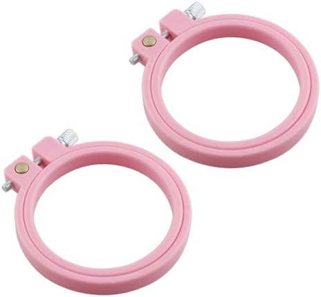 ZYAMY 2PCS DIY Mini Plastic Embroidery Hoop Sewing Tension Ring Adjustable Coil Design Small Round Handmade Embroidery Frame for Art Handmade Sewing Tool Accessories