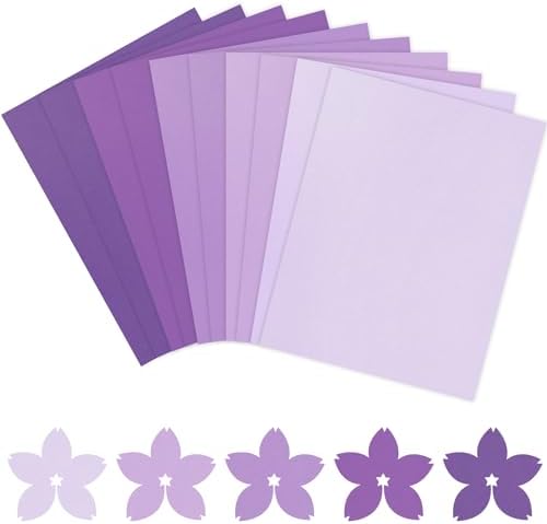 Whaline 50 Sheet 8.5 x 11 Inch Purple Card Stock Paper 5 Solid Lavender Colors Cardstock Assorted Core Scrapbook Craft Paper for Print DIY Art Making School Office Spring Supplies, 65lb
