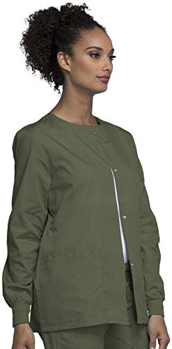Cherokee WW Originals Scrubs Jacket for Women Snap Front 3 Pockets