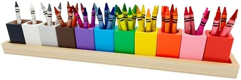Montessori Crayon Holder for Kids - Craft Supply Organizer - Classroom Storage Caddy Case - Perfect for Colored Pencils [Crayons or Pencils NOT Included] (Standard)