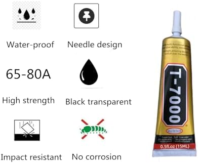 T-7000 15ml Super, Glass,Fabric,Craft, Adhesive,Puzzle, Glue Suitable for Repair Multipurpose High Performance Industrial Glue Semi Fluid Black Adhesive (15ML,1PACK)