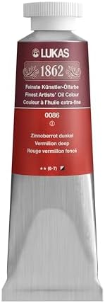 Lukas 1862 Professional German Oil Paint, Vermillion Deep 37 mL - w/Beeswax & Non-Yellowing Sunflower Oil, Short Drying Time, Smooth, Outstanding Lightfastness