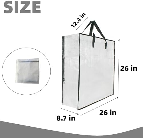 6 Pack Clear Storage Bags with Zipper and Handles, Blanket Bags For Closet Storage, Moving and Packing Supplies for College, Underbed Storage Organizer for Clothes Pillow Bedding Christmas Wreath