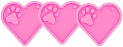 3pc Shiny Heart with Paw Cutout Resin Silicone Molds, Keychain Mould Crafts Epoxy Resin Art DIY with 10PC Key Ring(DY0404+DY0404+DY0404)