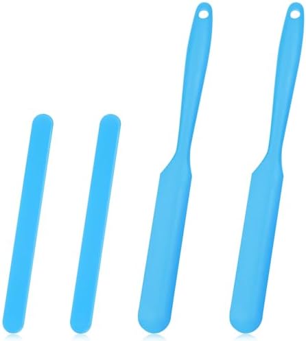 Gartful Silicone Stir Sticks Kit for Epoxy, 2pcs Spatula Scraper, 2pcs Large Silicone Resin Stirring Sticks, Reusable DIY Craft Tool for Mixing Resin, Paint, Waxing, Liquid, Set of 4, Blue