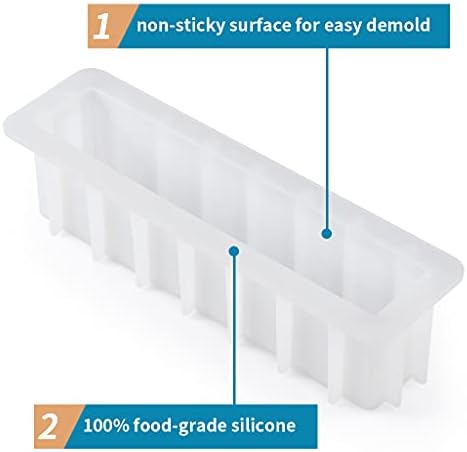 Loaf Soap Mold, 12" Large Rectangular Silicone Mold, Swirl Making Tool for DIY Soap, Handmade Candles, Resin Casting, Homemade Desserts, Capacity 50 oz