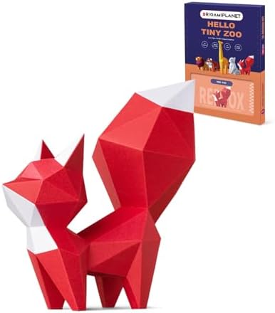 Red Fox 3D Origami Paper Craft Kit, Creative Handmade Paper Art for Home Decor, Unique DIY Animal Models Papercraft Set Present for Lady/Wife/Woman