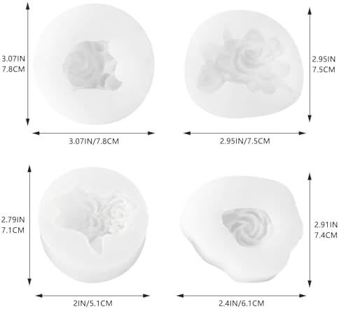 4 Pcs 3D Flower Candle Silicone Molds,Gardenia Shape for Candle Soap Crafts