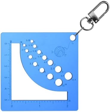 Acrylics Knitting Needle Gauge Ruler for Sweater Sewing Craft Knitting Needle Measure Tool with Keychain Carabiner Clip