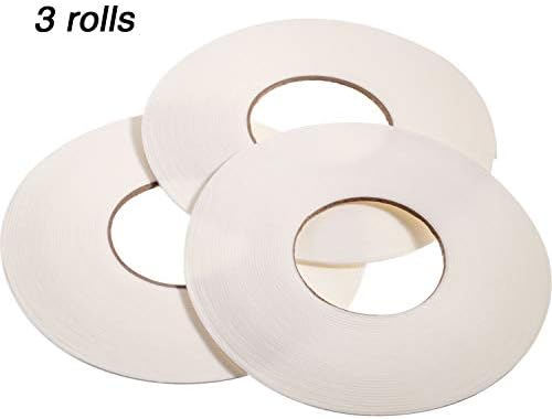 Zonon 3 Rolls Double Sided Foam Tape, 1/8 Inch by 50 Feet, White