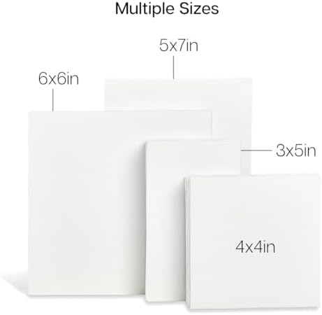 KINGART White Canvas Panel Set – Mini Assortment, 28-Pack – 100% Cotton, Triple Gesso Primed Artist Boards for Acrylic, Oil, Sketching, & Mixed Media Painting
